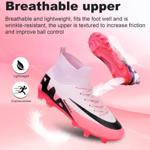 Soccer Cleats for Mens Womens, Indoor Football Cleat Shoe Unisex Youth Students Running Training Non-Slip Rugby AG FG TF Athletic for Outdoor Turf