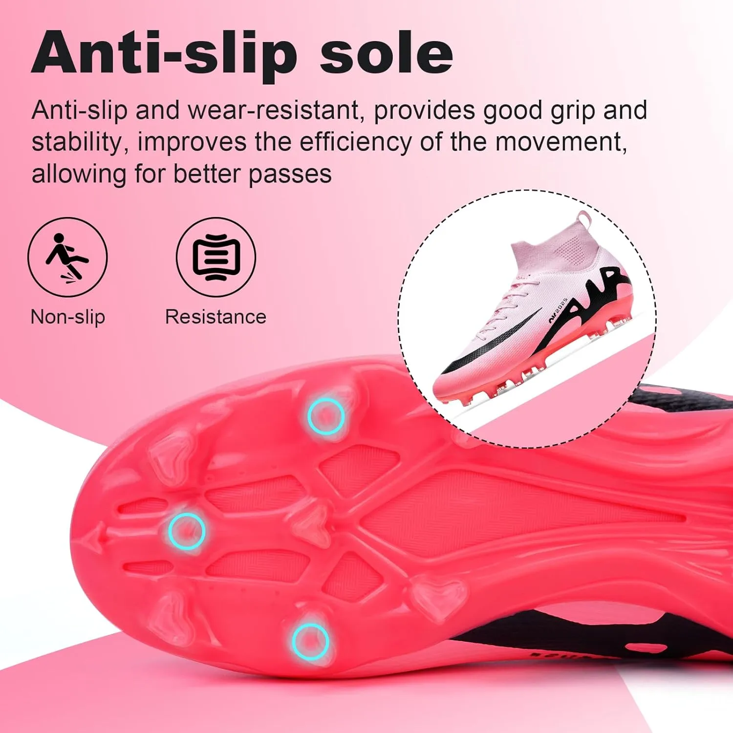 Soccer Cleats for Mens Womens, Indoor Football Cleat Shoe Unisex Youth Students Running Training Non-Slip Rugby AG FG TF Athletic for Outdoor Turf