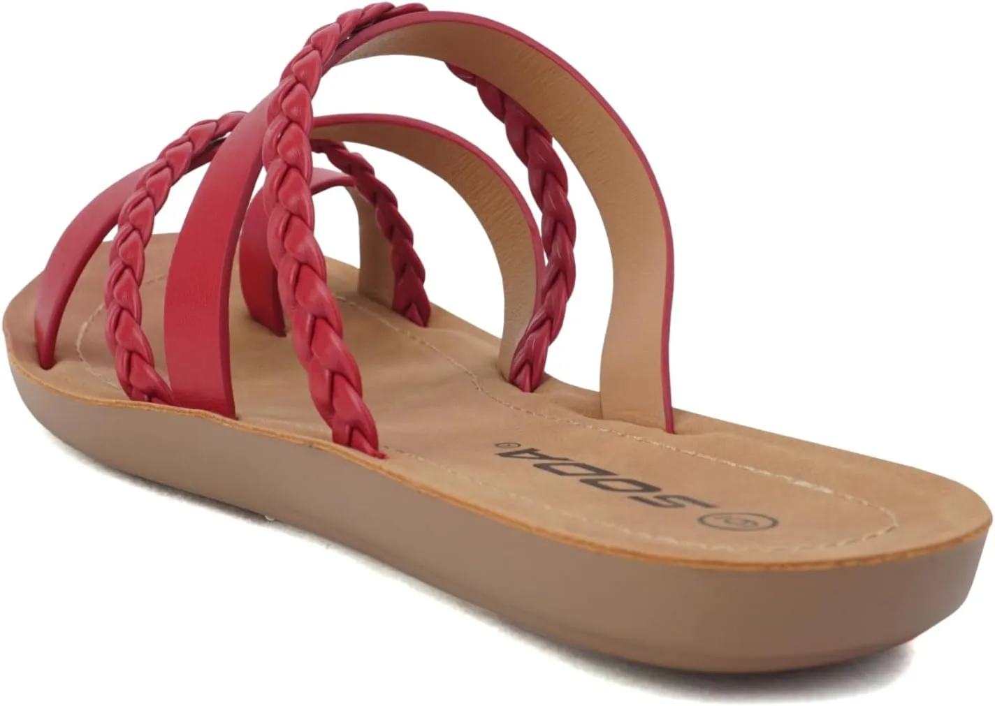 Soda ISABEL ~Women Fashion Comfortable Slip On Flat Cross bands Toe Ring Fashion Sandals