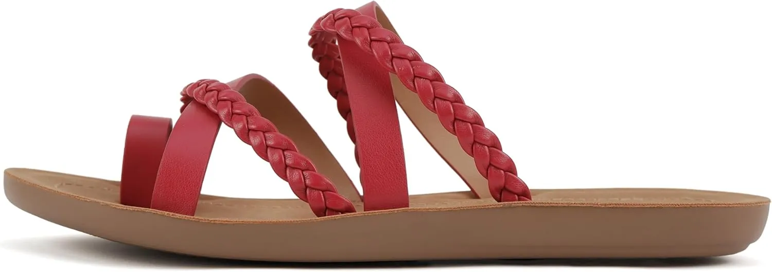 Soda ISABEL ~Women Fashion Comfortable Slip On Flat Cross bands Toe Ring Fashion Sandals