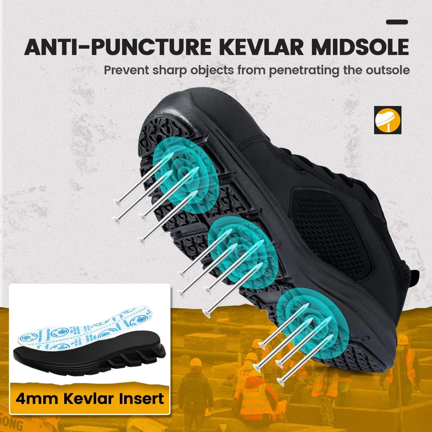 Steel Toe Shoes for Men - Indestructible Work Safety Sneakers - Breathable Lightweight Puncture Resistant Warehouse Shoes for Construction Factory