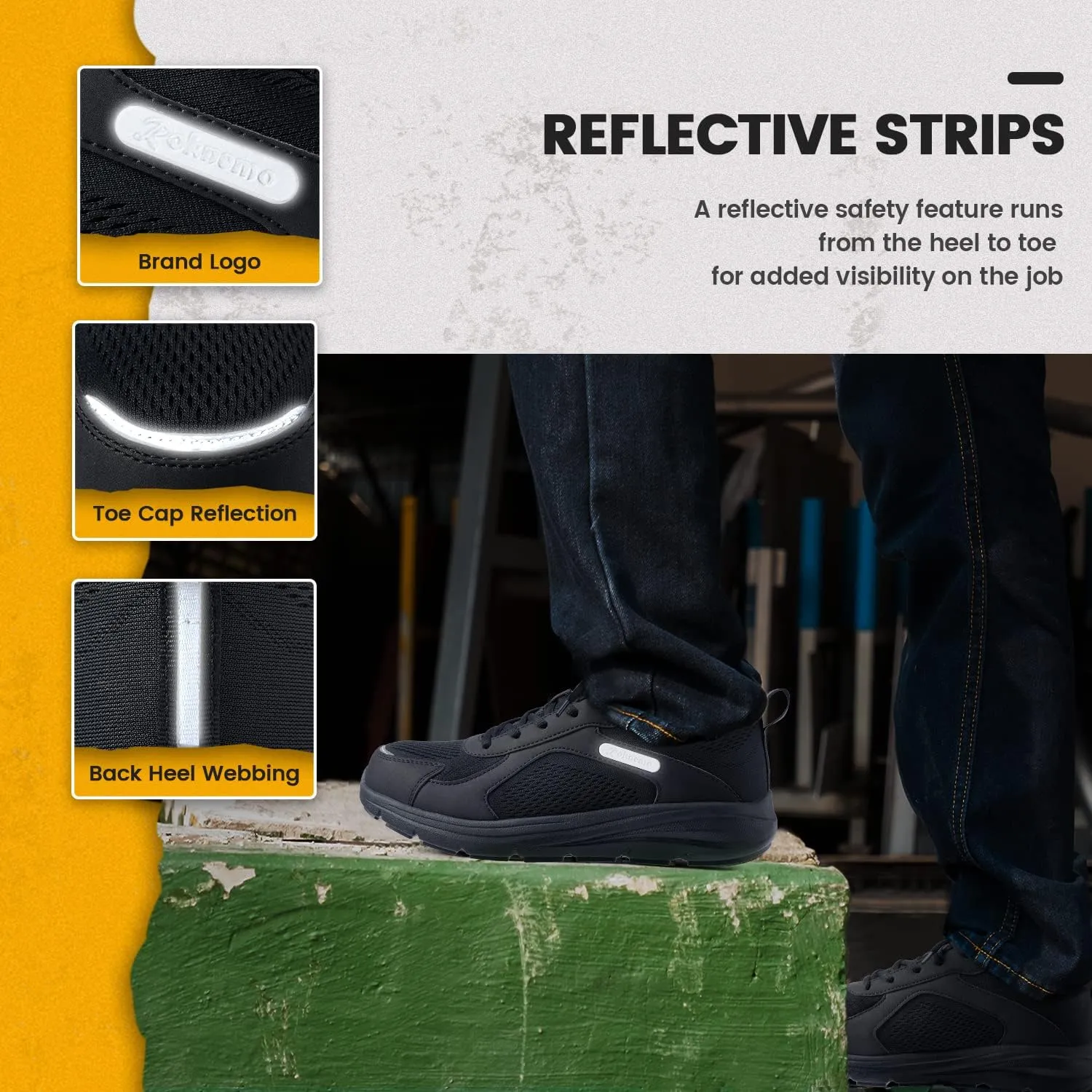 Steel Toe Shoes for Men - Indestructible Work Safety Sneakers - Breathable Lightweight Puncture Resistant Warehouse Shoes for Construction Factory