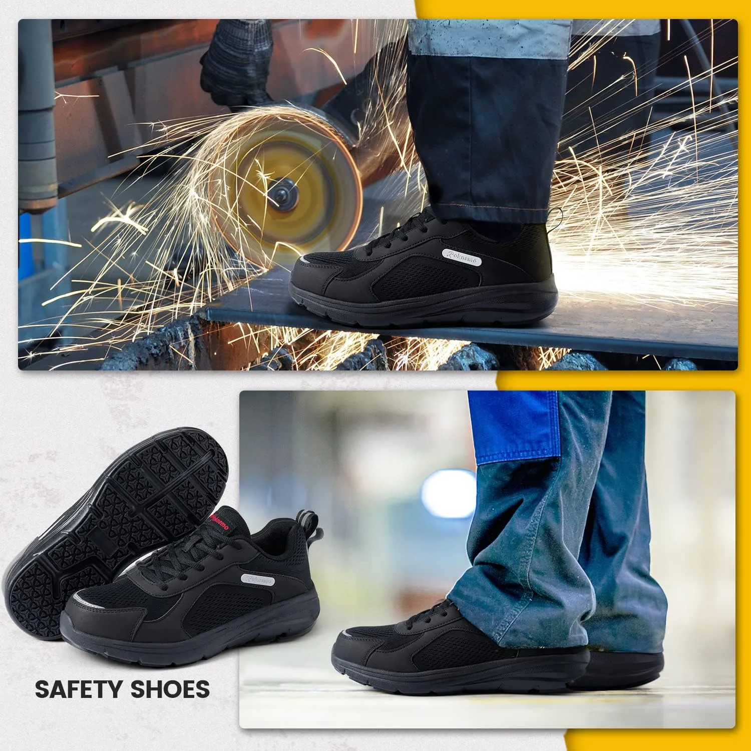 Steel Toe Shoes for Men - Indestructible Work Safety Sneakers - Breathable Lightweight Puncture Resistant Warehouse Shoes for Construction Factory