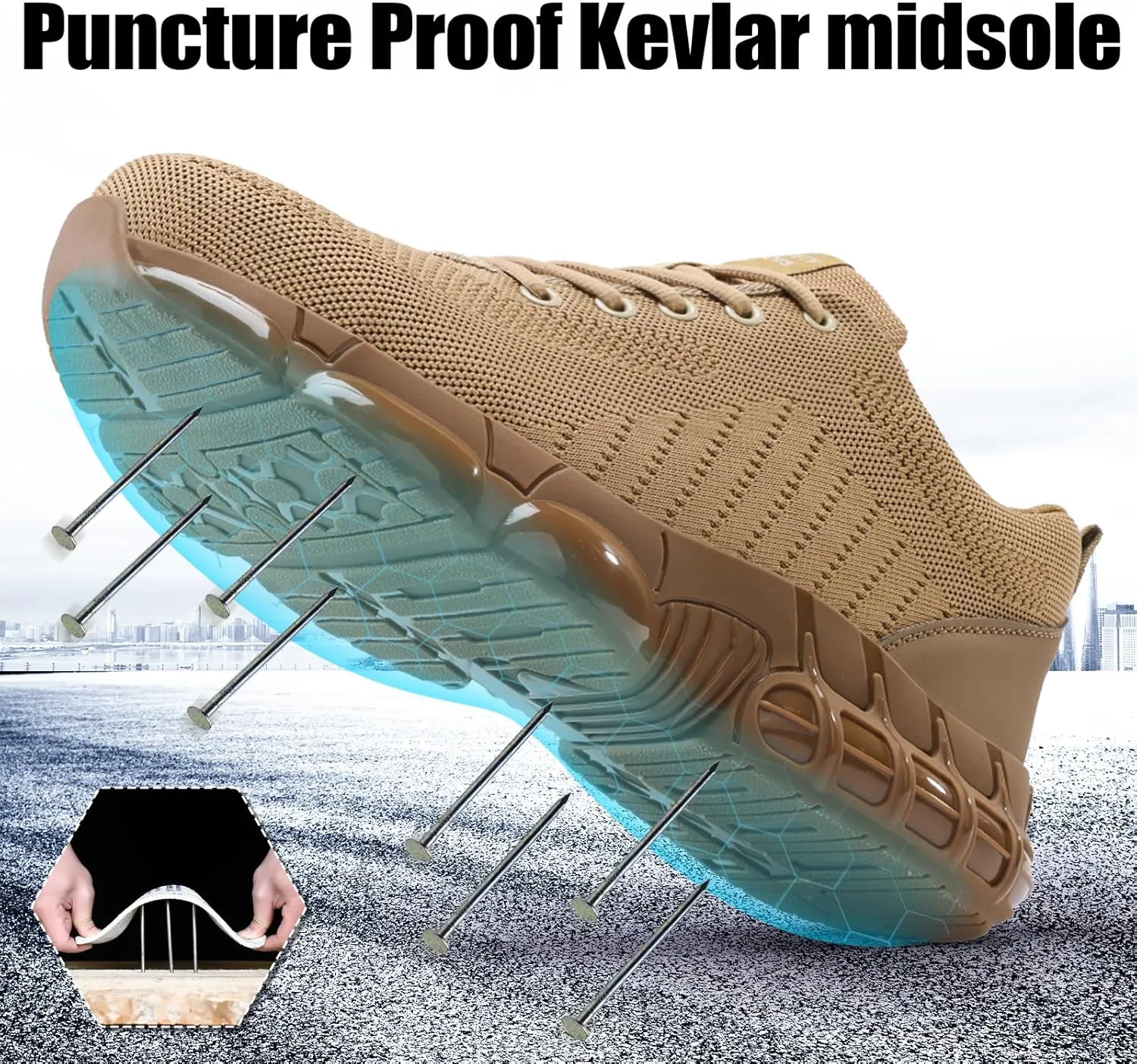 Steel Toe Shoes for Men Women Lightweight Work Shoes Indestructible Safety Sneakers Comfortable Steel Toe Sneakers Mens Work Tennis Shoe for Industrial Construction