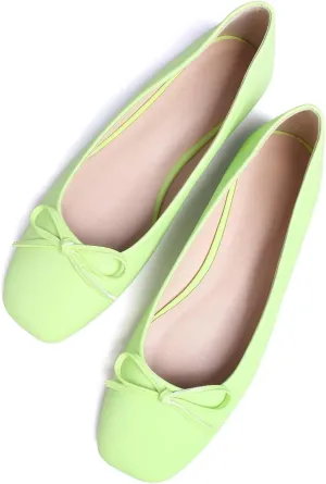 Stunner Women's Ballet Flats Fashion Classic Comfort Square Toe Slip-On Flats Wide Width Flat Shoes