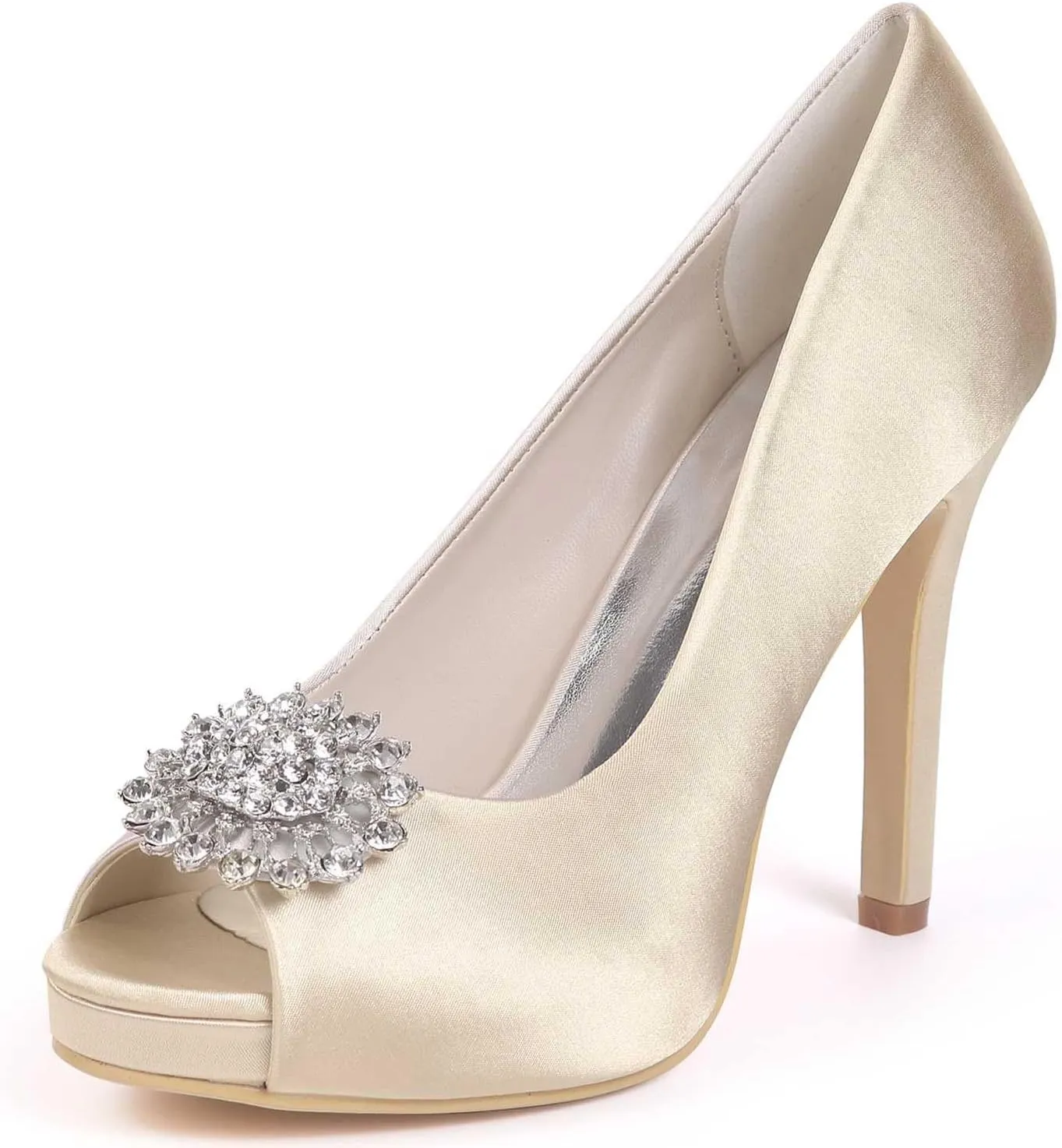 TarfiC High Heels for Women/Kitten Heels Slip On Round Toe Rhinestones Open Toe Pump Shoes,Party Wedding Fashion Shoes,Gifts for Women