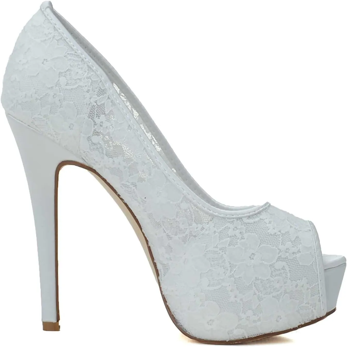 TarfiC Lace Wedding Shoes Open Toe Bridal Shoes Women Mary Jane High Heels Pumps Wedding Dress Shoes