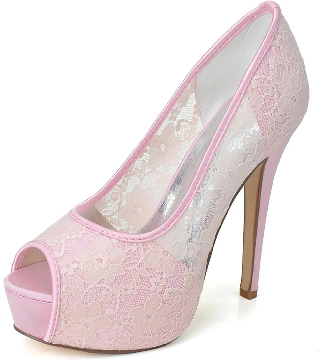 TarfiC Lace Wedding Shoes Open Toe Bridal Shoes Women Mary Jane High Heels Pumps Wedding Dress Shoes