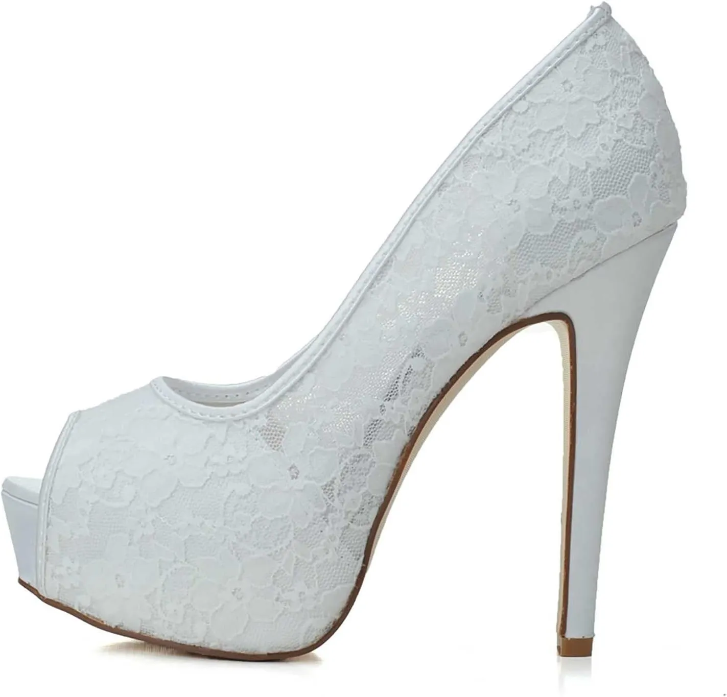 TarfiC Lace Wedding Shoes Open Toe Bridal Shoes Women Mary Jane High Heels Pumps Wedding Dress Shoes