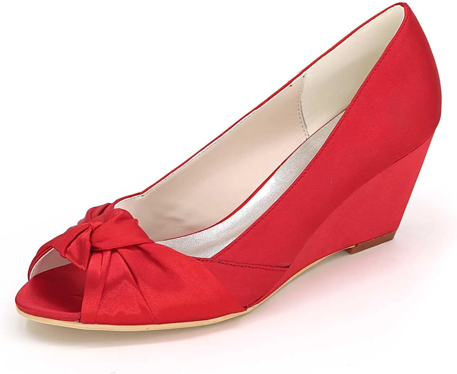 TarfiC Platform Heels for Women High Block Wedge Open Toe Heels Satin Bridal Fashion Wedding Party Evening Prom Dress Pump Sandals Shoes