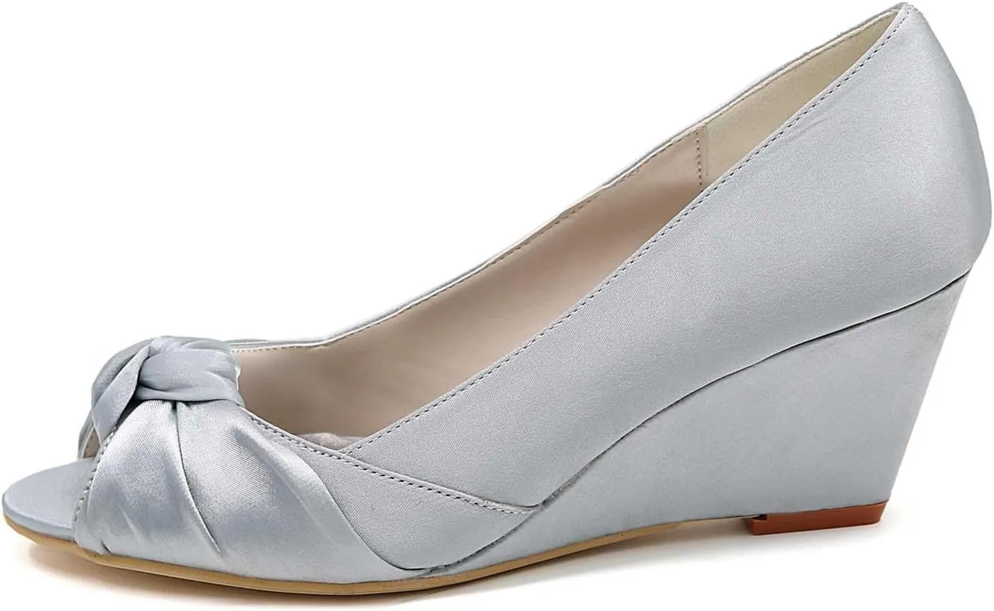 TarfiC Platform Heels for Women High Block Wedge Open Toe Heels Satin Bridal Fashion Wedding Party Evening Prom Dress Pump Sandals Shoes