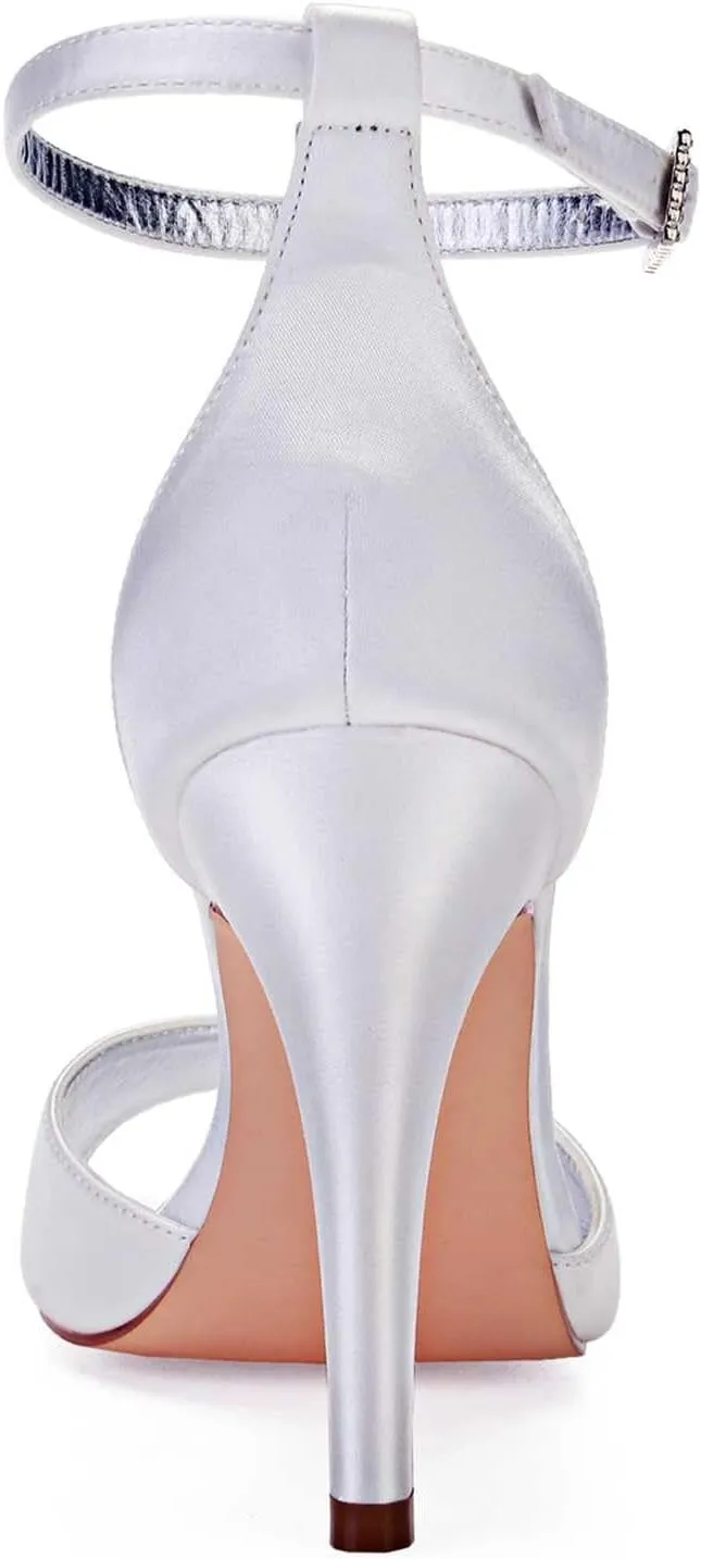 TarfiC Women's Kitten Heel Pumps with Open Toe, Rhinestones, & Buckle - Ideal Dress Shoes for Weddings & Special Occasions - Heel Height 4.13 Inches