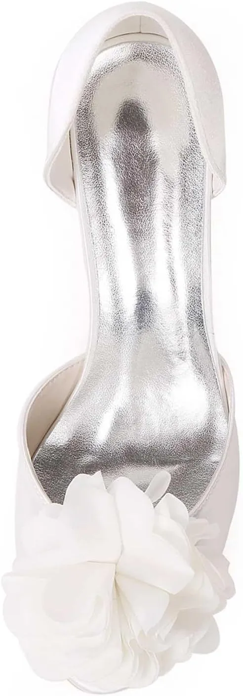 TarfiC Women's Open Toe Kitten Heel Dress Shoes Low Heels Measuring 3.54 Inches, Perfect for Wedding, Prom, & Bridal Occasions