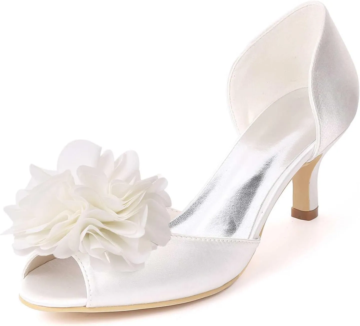 TarfiC Women's Open Toe Kitten Heel Dress Shoes Low Heels Measuring 3.54 Inches, Perfect for Wedding, Prom, & Bridal Occasions