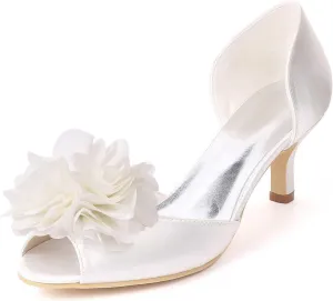 TarfiC Women's Open Toe Kitten Heel Dress Shoes Low Heels Measuring 3.54 Inches, Perfect for Wedding, Prom, & Bridal Occasions