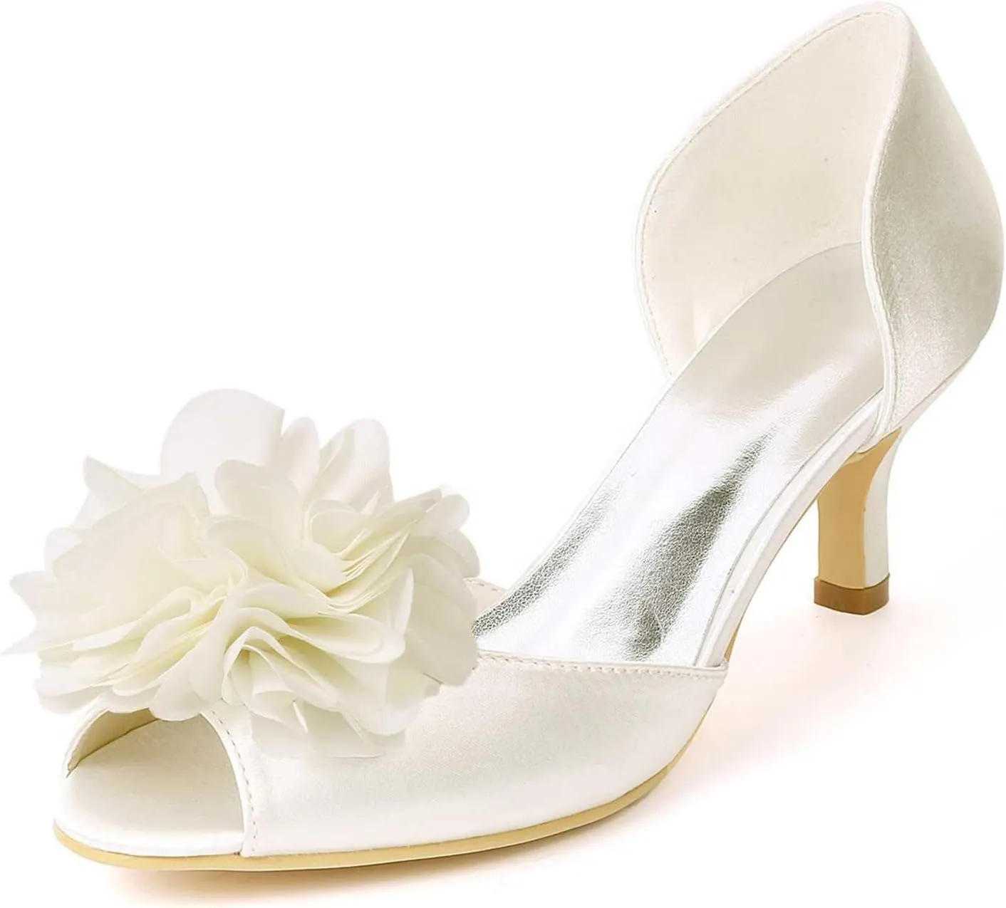 TarfiC Women's Open Toe Kitten Heel Dress Shoes Low Heels Measuring 3.54 Inches, Perfect for Wedding, Prom, & Bridal Occasions
