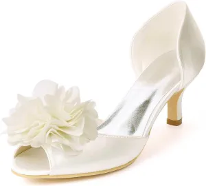 TarfiC Women's Open Toe Kitten Heel Dress Shoes Low Heels Measuring 3.54 Inches, Perfect for Wedding, Prom, & Bridal Occasions