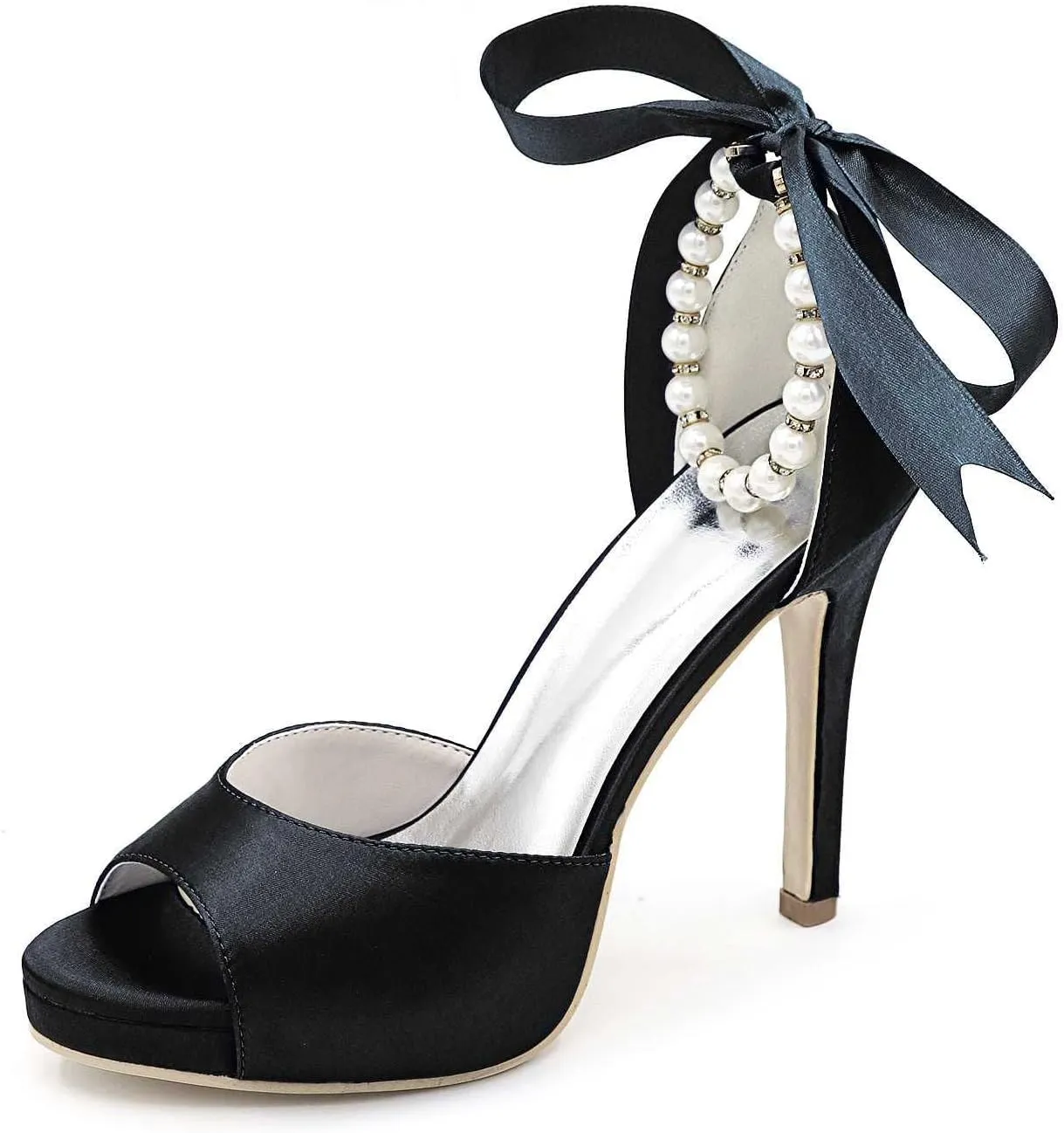 TarfiC Women's Peep Toe Party Wedding Low Heel Kitten Heels,Adjustable Strap Ivory Dress Sandals Pumps High Heeled Prom Dress Shoes