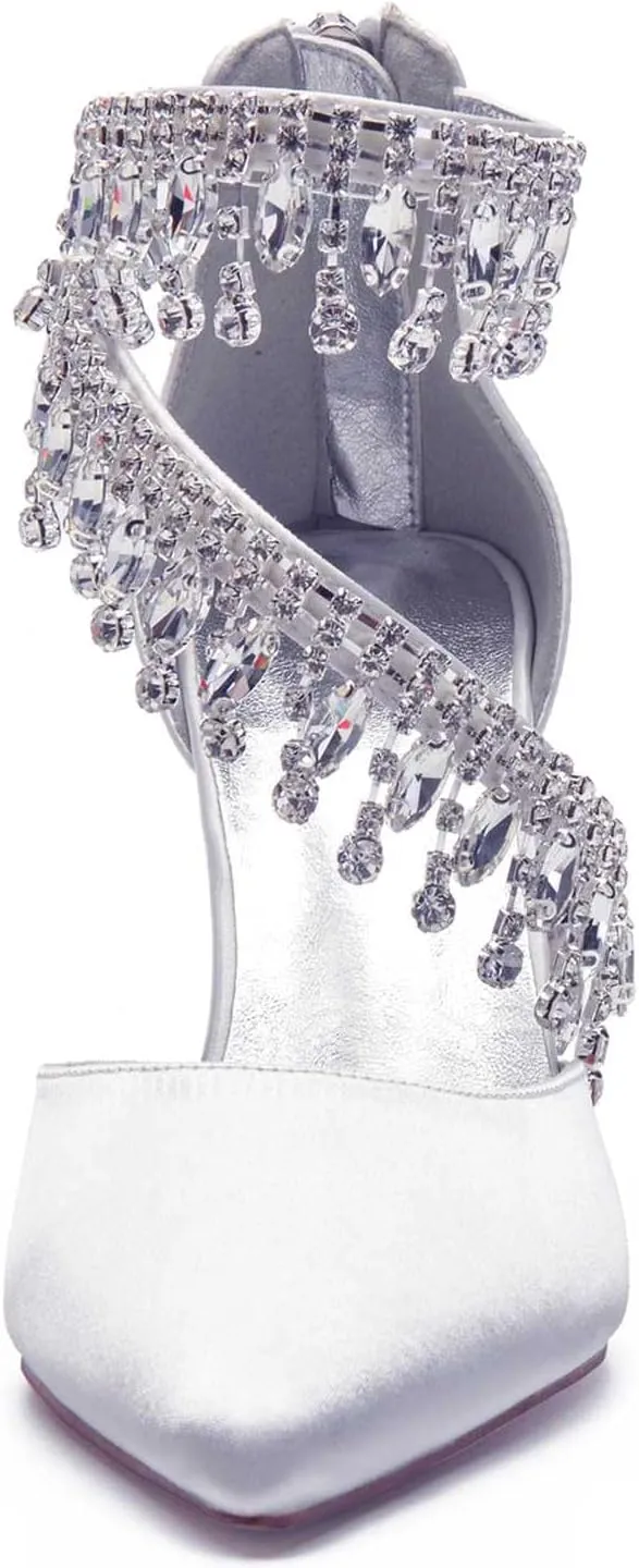 TarfiC Women's Pumps Shoes Pointed Toe Zipper Kitten Heel Stiletto Ankle Strap Closed Toe Wedding Party Dress Sandals