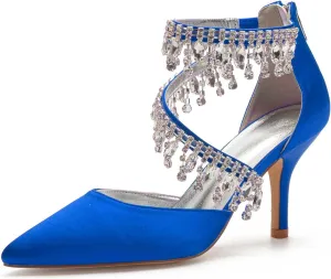 TarfiC Women's Pumps Shoes Pointed Toe Zipper Kitten Heel Stiletto Ankle Strap Closed Toe Wedding Party Dress Sandals