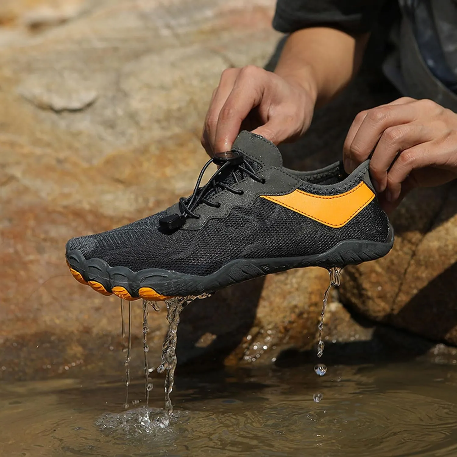 Thatrich Womens Hike Barefoot Shoes Breathable Athletic Running Men Wide Toe Box Non Slip Water Proof Work Shoe Vacation Beach Grounded Footwear Slip-On Lightweight Comfy Hiking Sneakers for Unisex