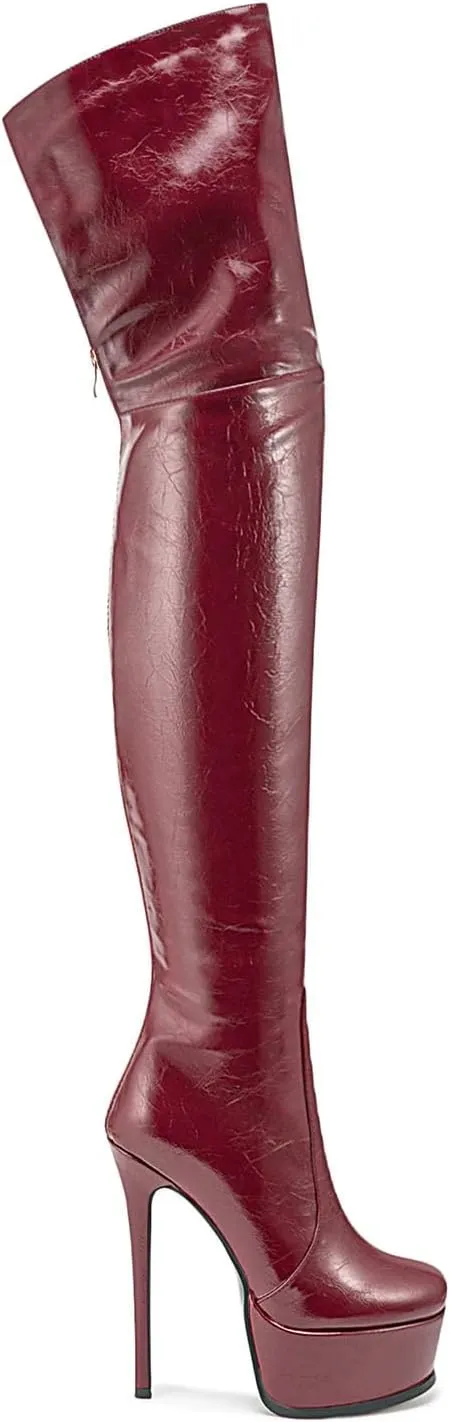 Thigh high boots Women's leopard Zebra Print Striped stretch Stiletto heel Platform Newspaper Over the knee Round toe Side back zipper Sexy unisex high heels
