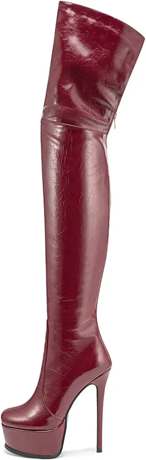 Thigh high boots Women's leopard Zebra Print Striped stretch Stiletto heel Platform Newspaper Over the knee Round toe Side back zipper Sexy unisex high heels
