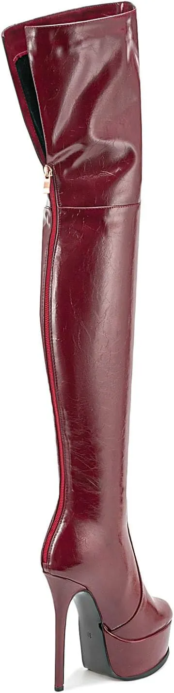 Thigh high boots Women's leopard Zebra Print Striped stretch Stiletto heel Platform Newspaper Over the knee Round toe Side back zipper Sexy unisex high heels