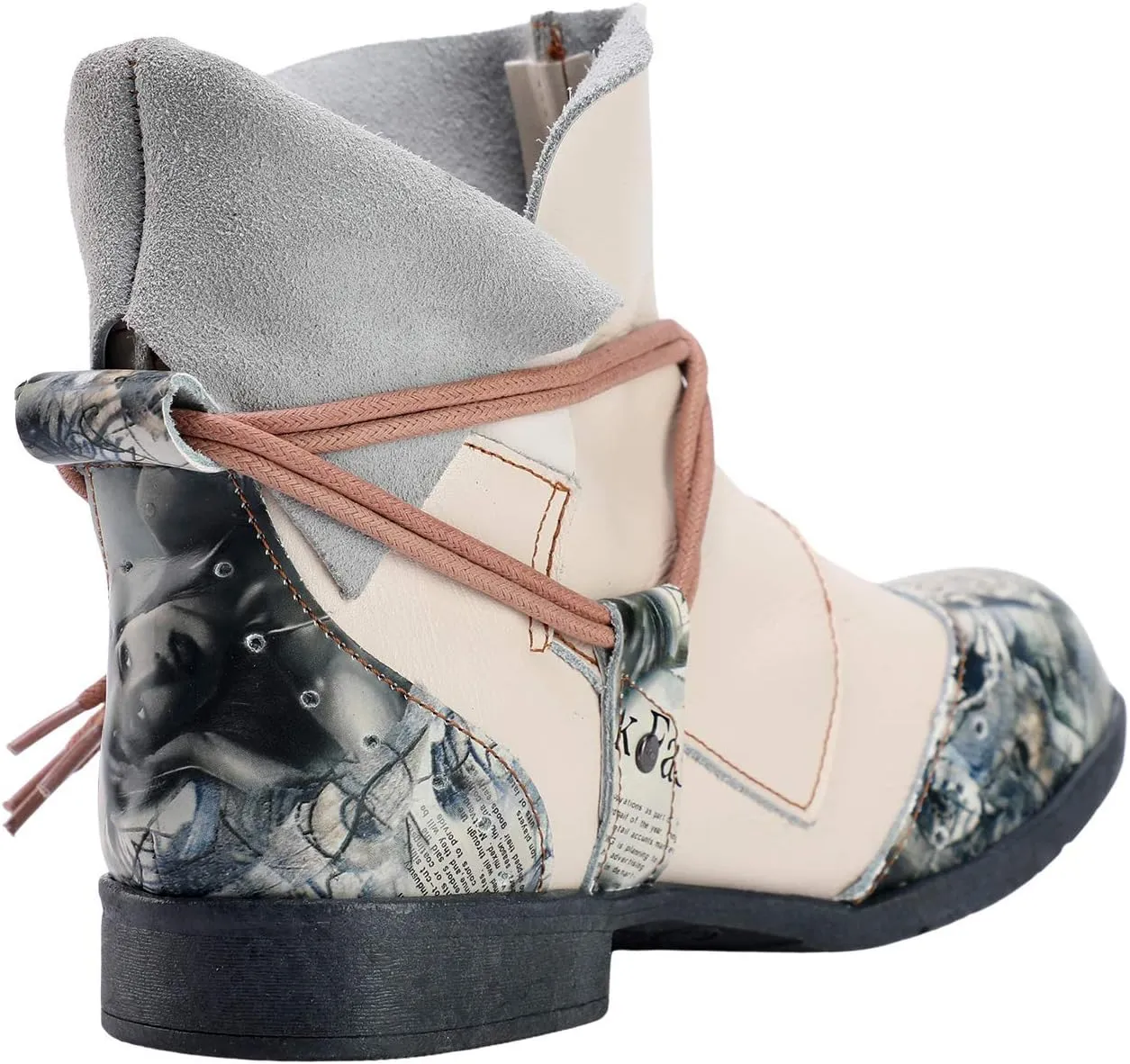 TMA EYES Women's Comfy Boots Round Toe Lace-up Non-slip Boots