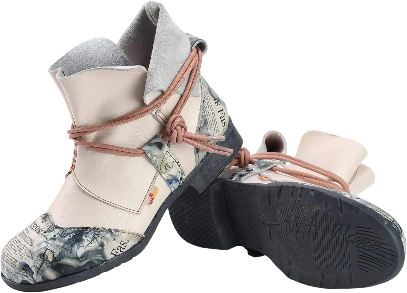 TMA EYES Women's Comfy Boots Round Toe Lace-up Non-slip Boots