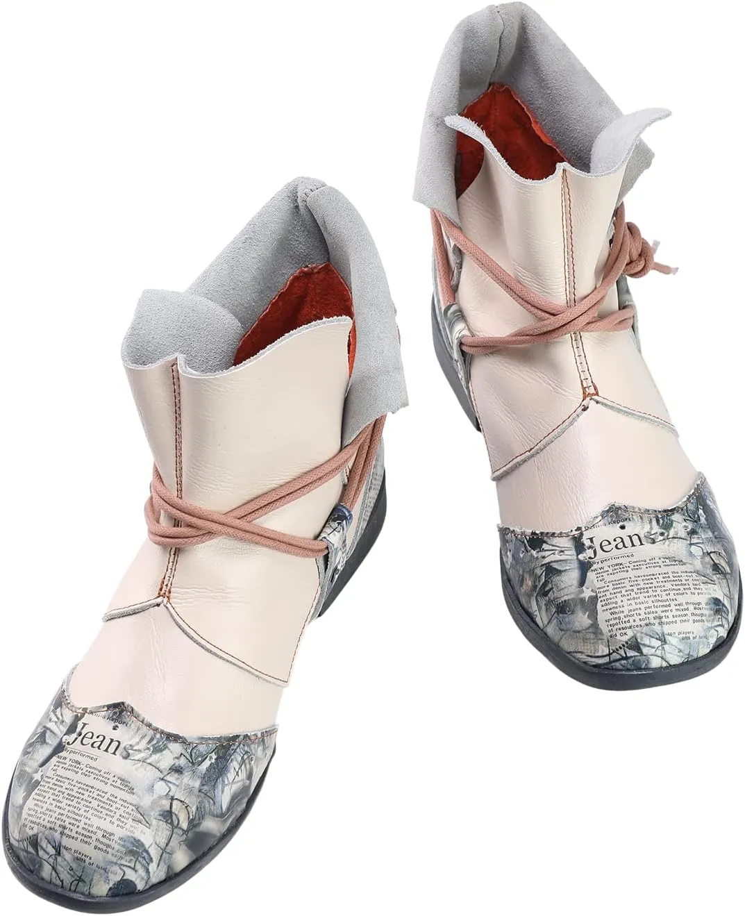 TMA EYES Women's Comfy Boots Round Toe Lace-up Non-slip Boots