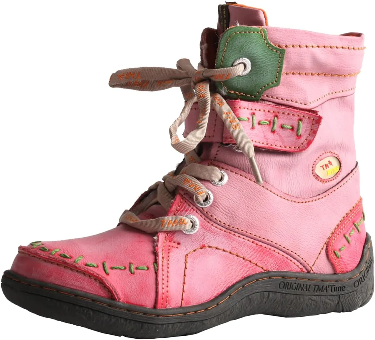 TMA EYES Women's Leather Casual Ankle Boots Fashion Non-slip With Side Zipper Design