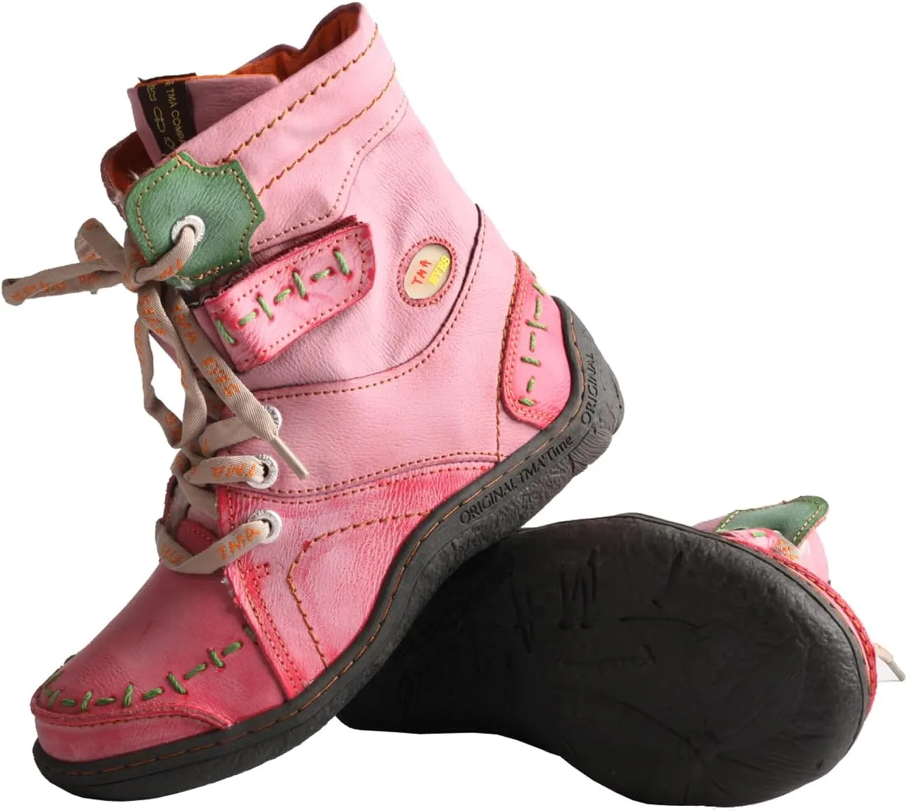 TMA EYES Women's Leather Casual Ankle Boots Fashion Non-slip With Side Zipper Design