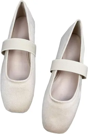 TN TANGNEST Ballet Flats for Women Soft Leather Ankle Buckle Flats Comfortable Square Toe Mary Jane Flats