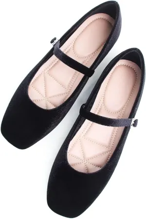 TN TANGNEST Leather Flats for Women Comfortable Square Toe Slip On Flats Soft Work Flats Retro Mary Jane Flats