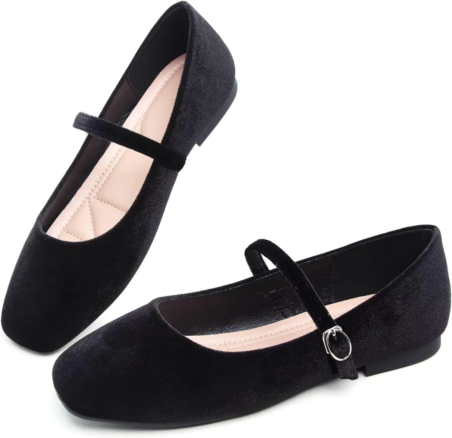 TN TANGNEST Leather Flats for Women Comfortable Square Toe Slip On Flats Soft Work Flats Retro Mary Jane Flats