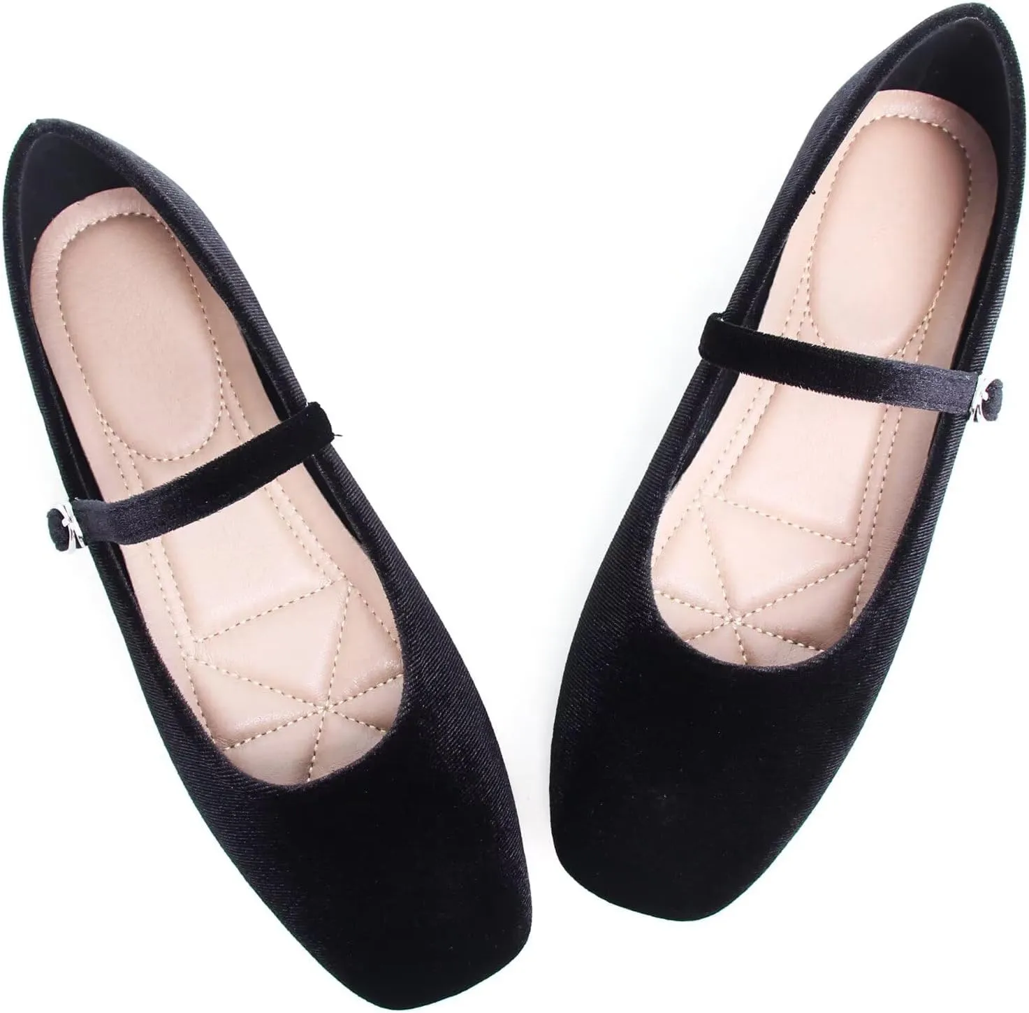 TN TANGNEST Leather Flats for Women Comfortable Square Toe Slip On Flats Soft Work Flats Retro Mary Jane Flats