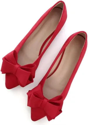 TN TANGNEST Women Fashion Bowknot Flats Comfort Pointed Toe Dress Shoes