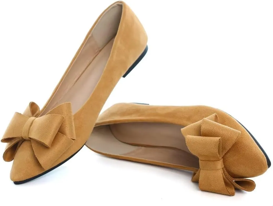 TN TANGNEST Women Fashion Bowknot Flats Comfort Pointed Toe Dress Shoes