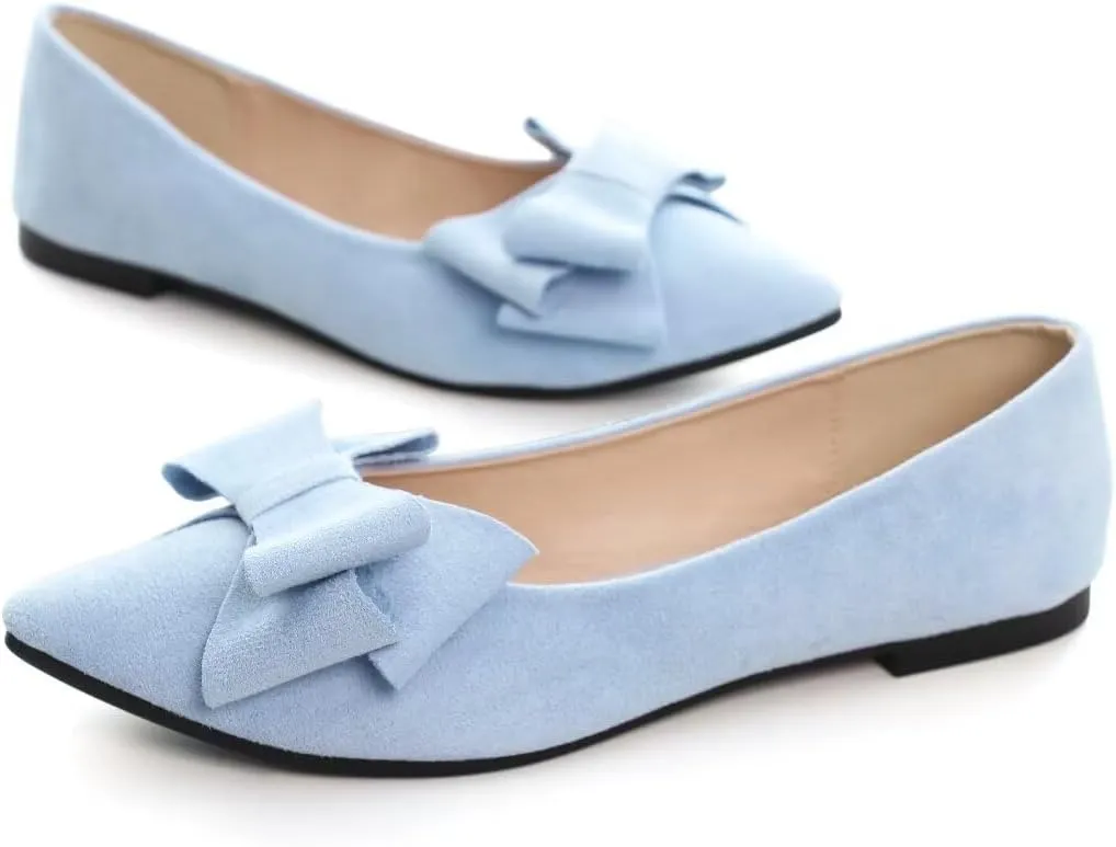 TN TANGNEST Women Fashion Bowknot Flats Comfort Pointed Toe Dress Shoes