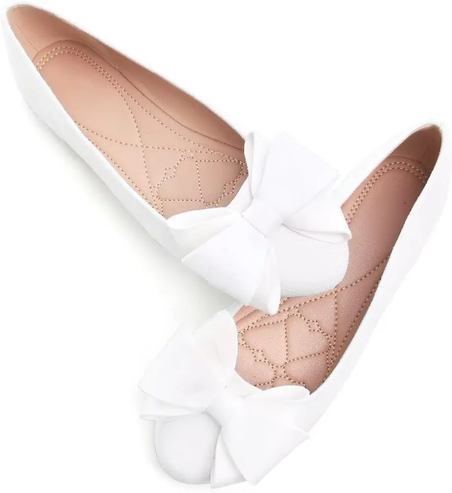TN TANGNEST Women Fashion Bowknot Flats Comfort Pointed Toe Dress Shoes