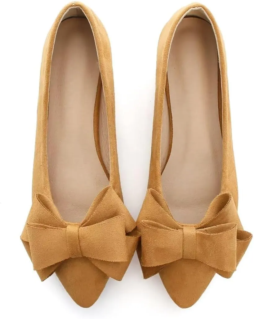 TN TANGNEST Women Fashion Bowknot Flats Comfort Pointed Toe Dress Shoes