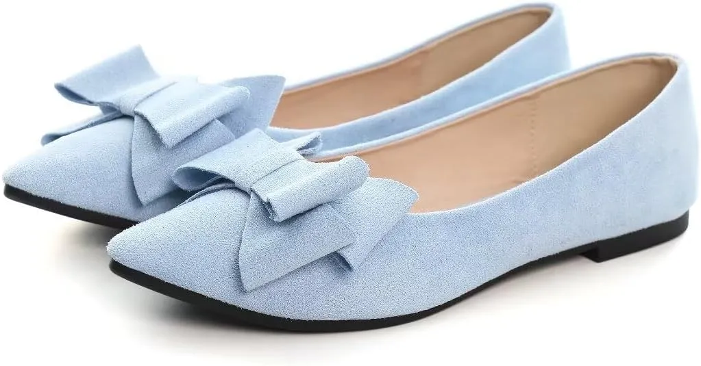 TN TANGNEST Women Fashion Bowknot Flats Comfort Pointed Toe Dress Shoes