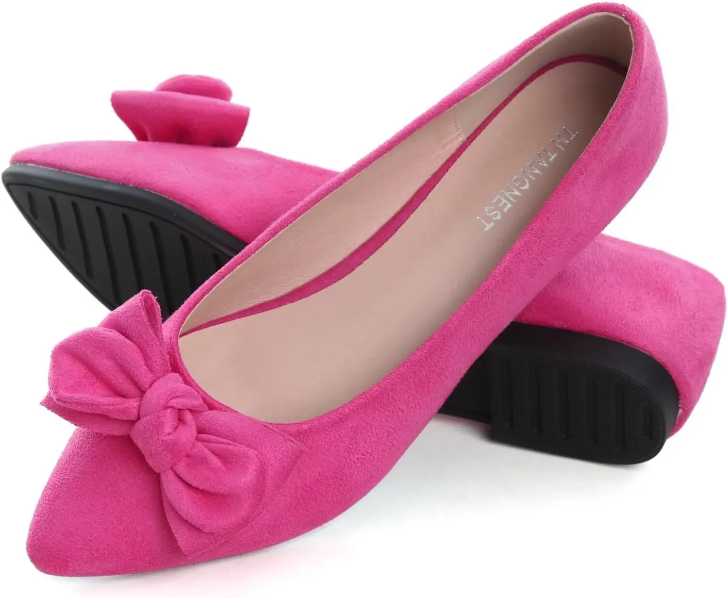 TN TANGNEST Women Fashion Bowknot Flats Comfort Pointed Toe Dress Shoes