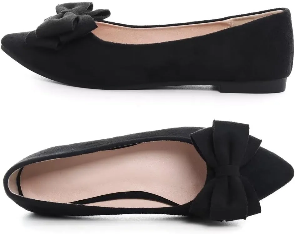 TN TANGNEST Women Fashion Bowknot Flats Comfort Pointed Toe Dress Shoes