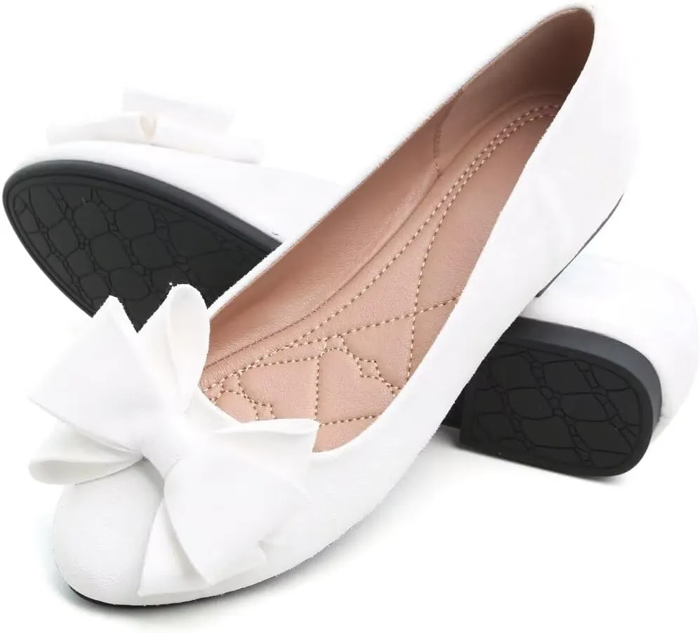 TN TANGNEST Women Fashion Bowknot Flats Comfort Pointed Toe Dress Shoes