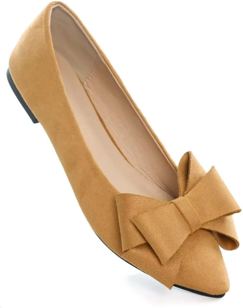 TN TANGNEST Women Fashion Bowknot Flats Comfort Pointed Toe Dress Shoes