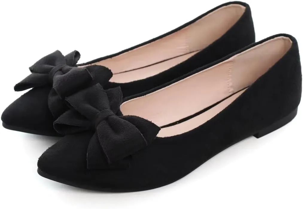 TN TANGNEST Women Fashion Bowknot Flats Comfort Pointed Toe Dress Shoes