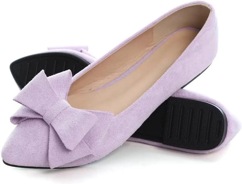 TN TANGNEST Women Fashion Bowknot Flats Comfort Pointed Toe Dress Shoes
