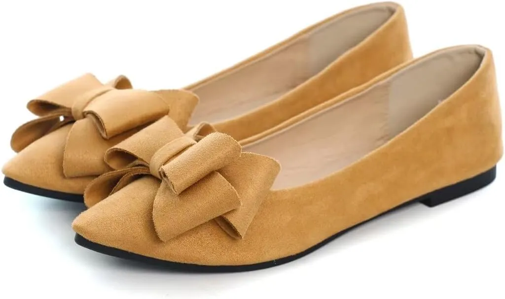 TN TANGNEST Women Fashion Bowknot Flats Comfort Pointed Toe Dress Shoes